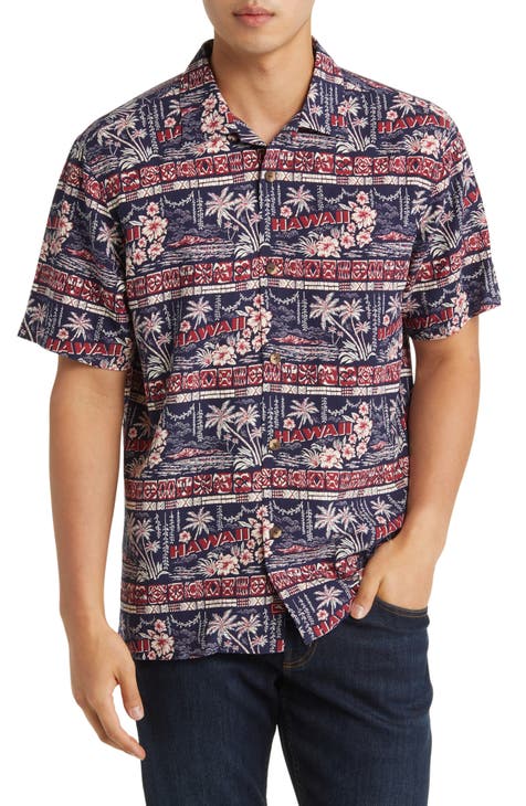 Postcard Paradise Short Sleeve Silk Button-Up Shirt