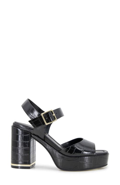 Kenneth Cole Dolly Ankle Strap Platform Heeled Sandal In Black Croco