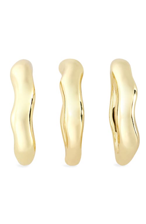Covet Set Of 3 Molten Stackable Rings In Gold