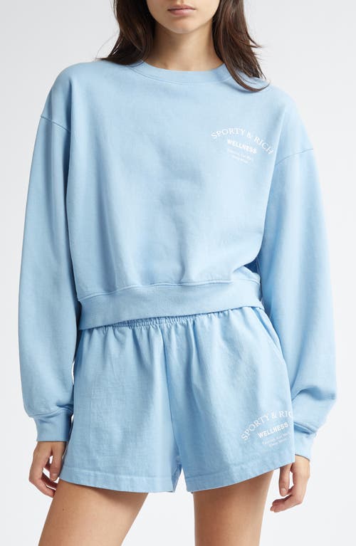 Shop Sporty And Rich Sporty & Rich Wellness Studio Crop Cotton Sweatshirt In Sky Blue