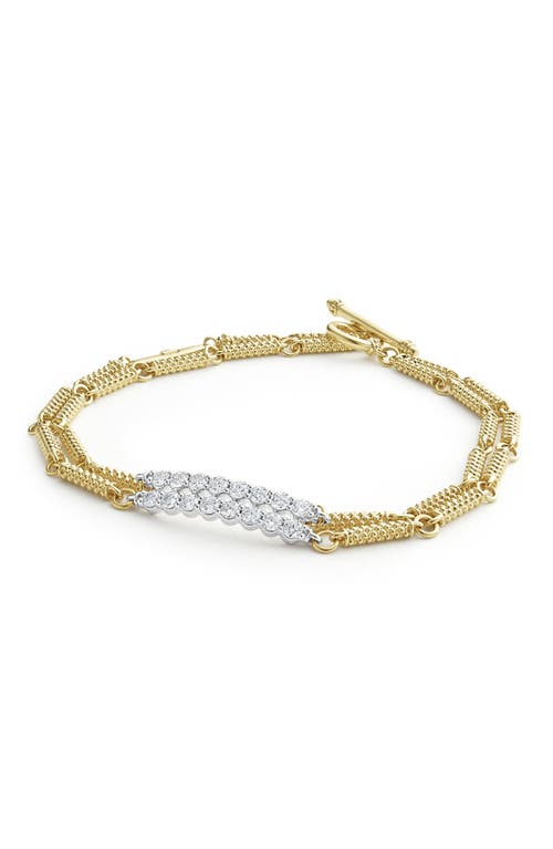 Shop Lagos Signature Caviar Superfine Diamond Toggle Bracelet In Gold/diamond