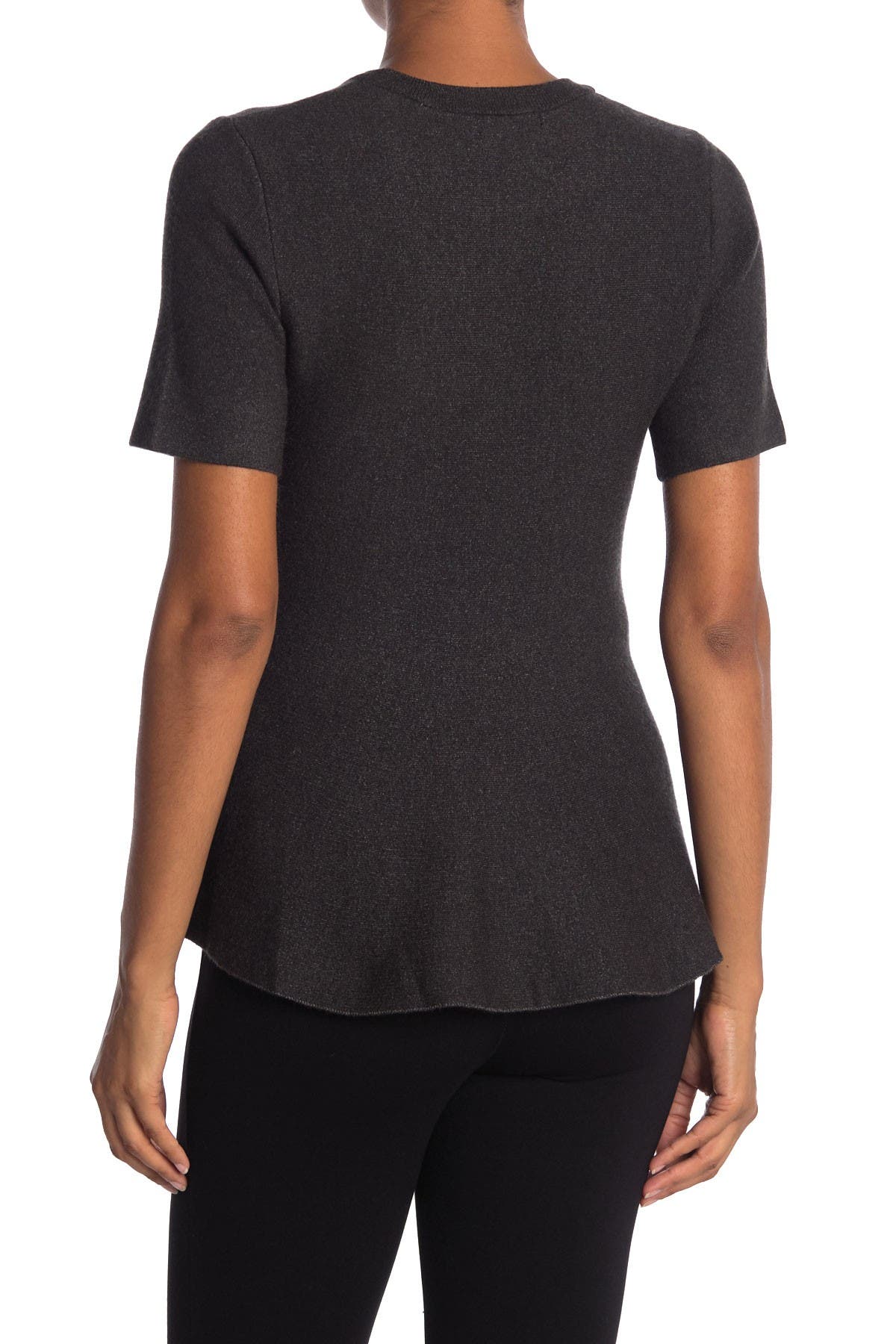 T Tahari Crew Neck Short Sleeve Double Knit Peplum Top Nordstrom Rack