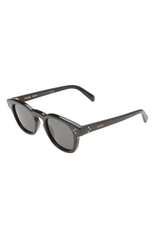 Celine Bold 3 Dots 49mm Square Sunglasses In Shiny Black/smoke