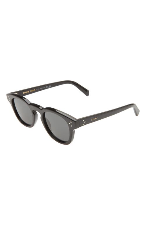 Shop Celine Bold 3 Dots 49mm Square Sunglasses In Shiny Black/smoke