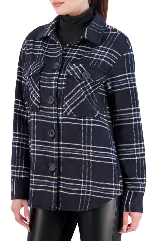 Shop Ookie & Lala Plaid Shacket In Navy