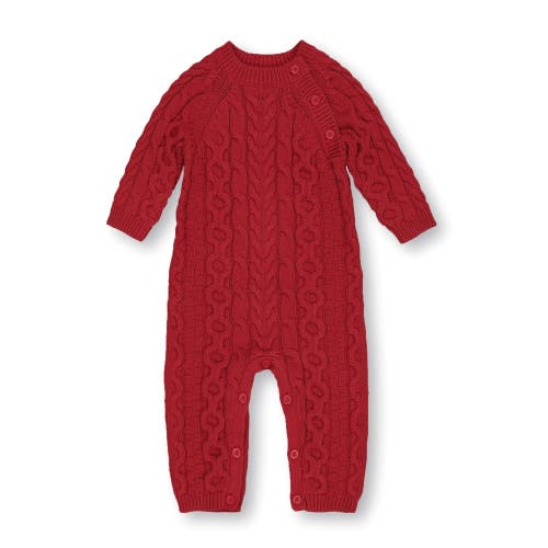 Hope & Henry Baby Cable Knit Sweater Romper In Red