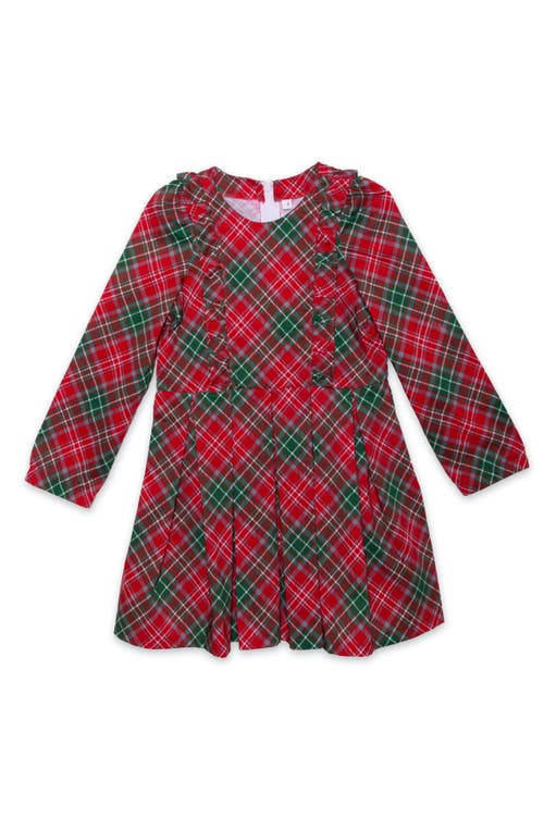 Shop Worthy Threads Long Sleeve Ruffle Dress In Red Green Plaid