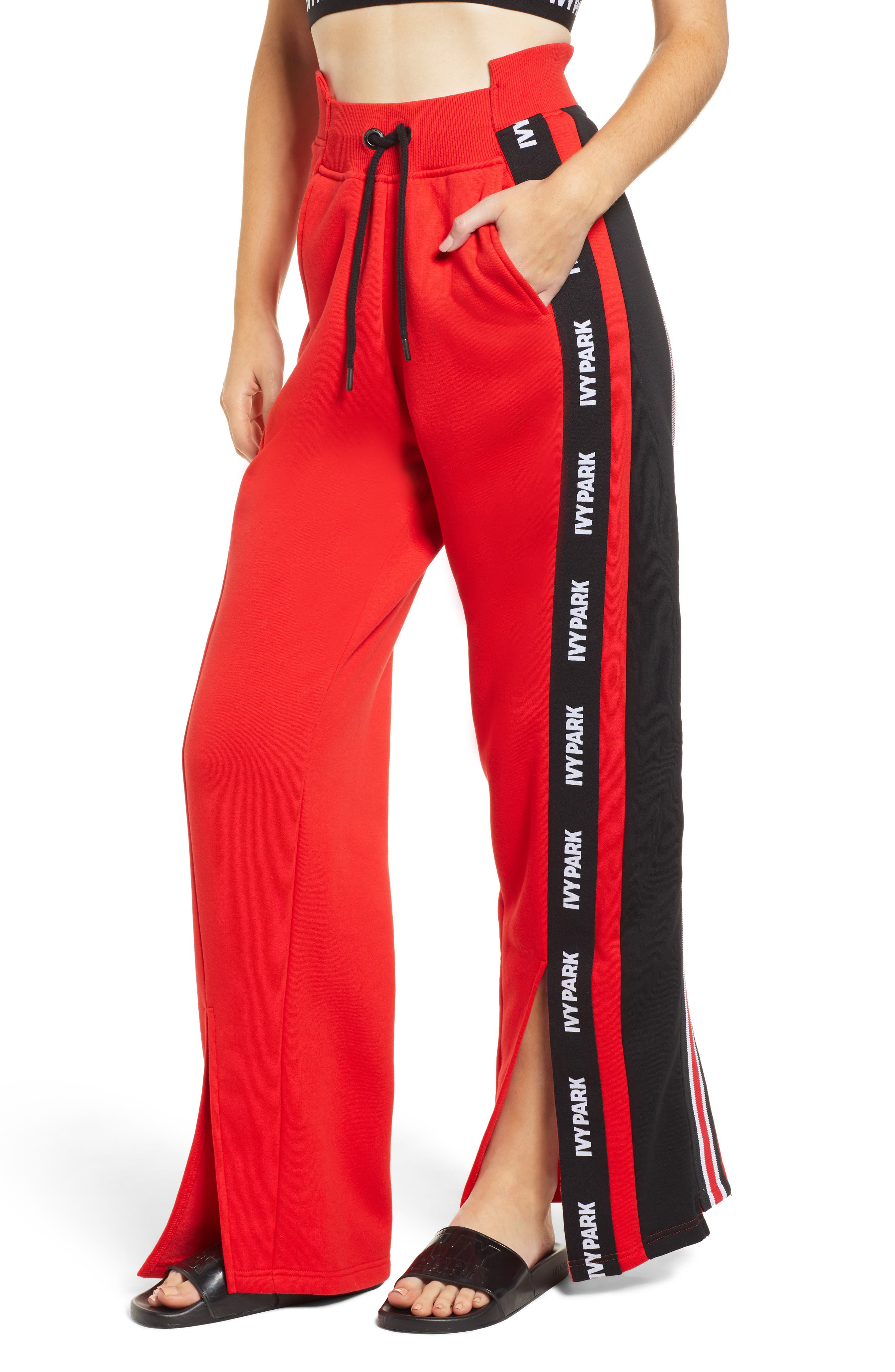 IVY PARK® Spliced Stripe Wide Leg Track Pants Nordstrom