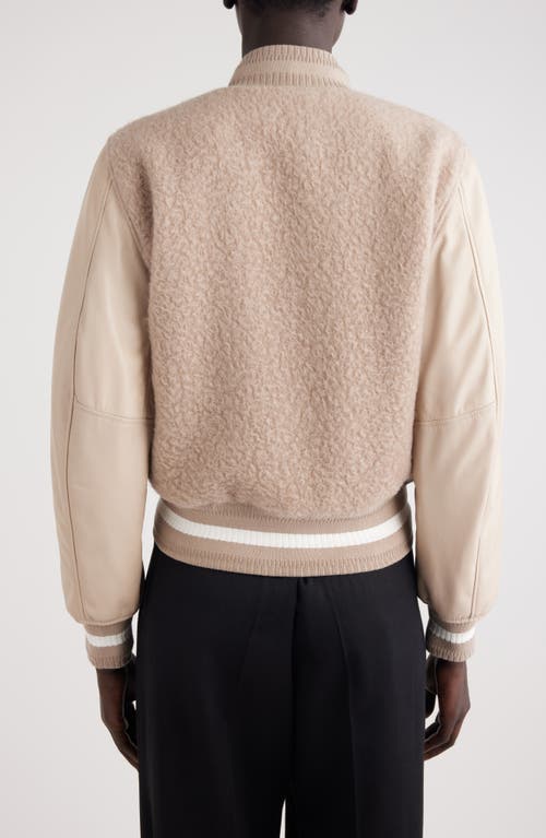 Shop Givenchy Alpaca Blend & Leather Varsity Jacket In Pumice Beige