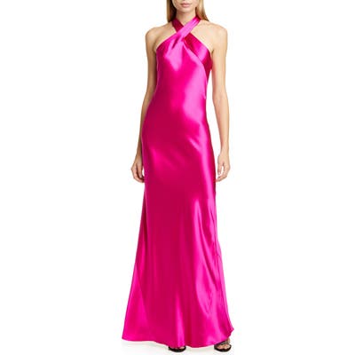 Galvan The Eve Halter Neck Silk Gown, US / 44 FR - Pink