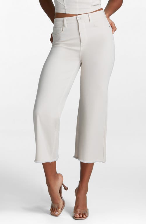 Shop Commando Dia Raw Hem Crop Wide Leg Jeans In Porcelain