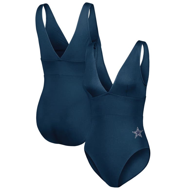 Tommy Bahama Navy Dallas Cowboys Palm Modern V-neck One-piece Swimsuit