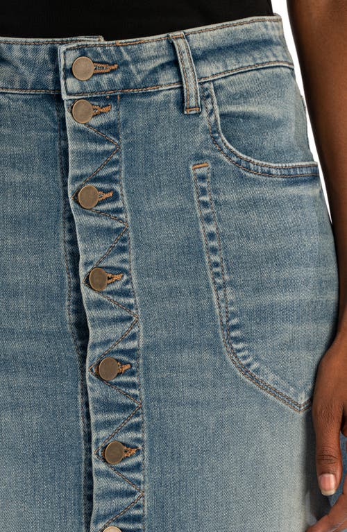 Shop Kut From The Kloth Rose Button Front Denim Skirt In Majestic