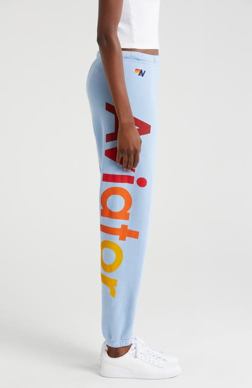 Shop Aviator Nation Rainbow Logo Sweatpants In Ice