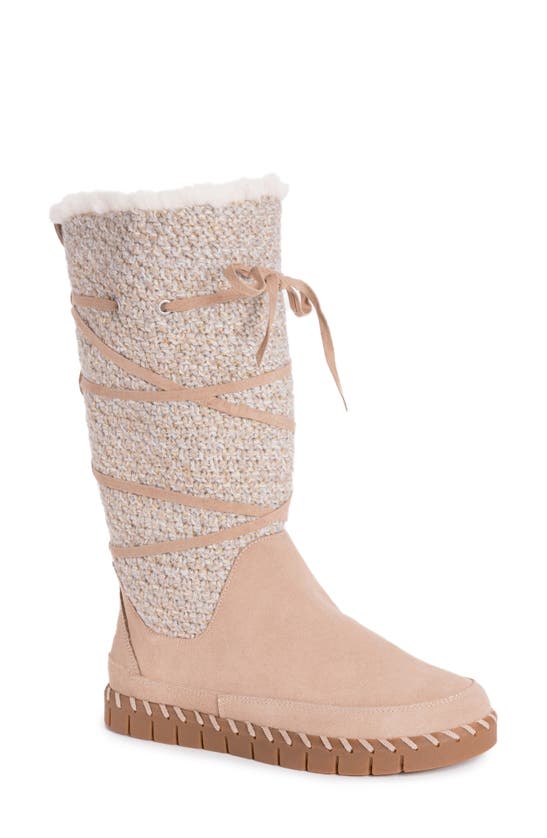 Muk Luks Flexi Faux Shearling Lined Boot In Sand