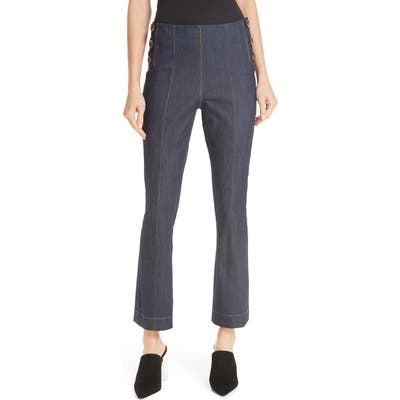 Cinq A Sept Chantal Side Button Crop Flare Pants, Blue