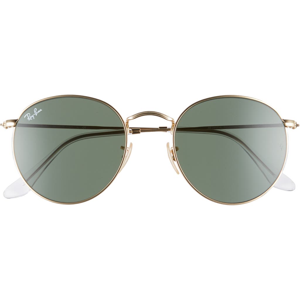 Ray Ban Ray-ban 53mm Round Sunglasses In Gold/green Gold