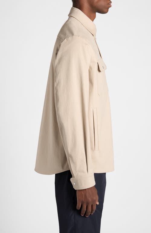 Moncler Stretch Cotton Overshirt In Beige