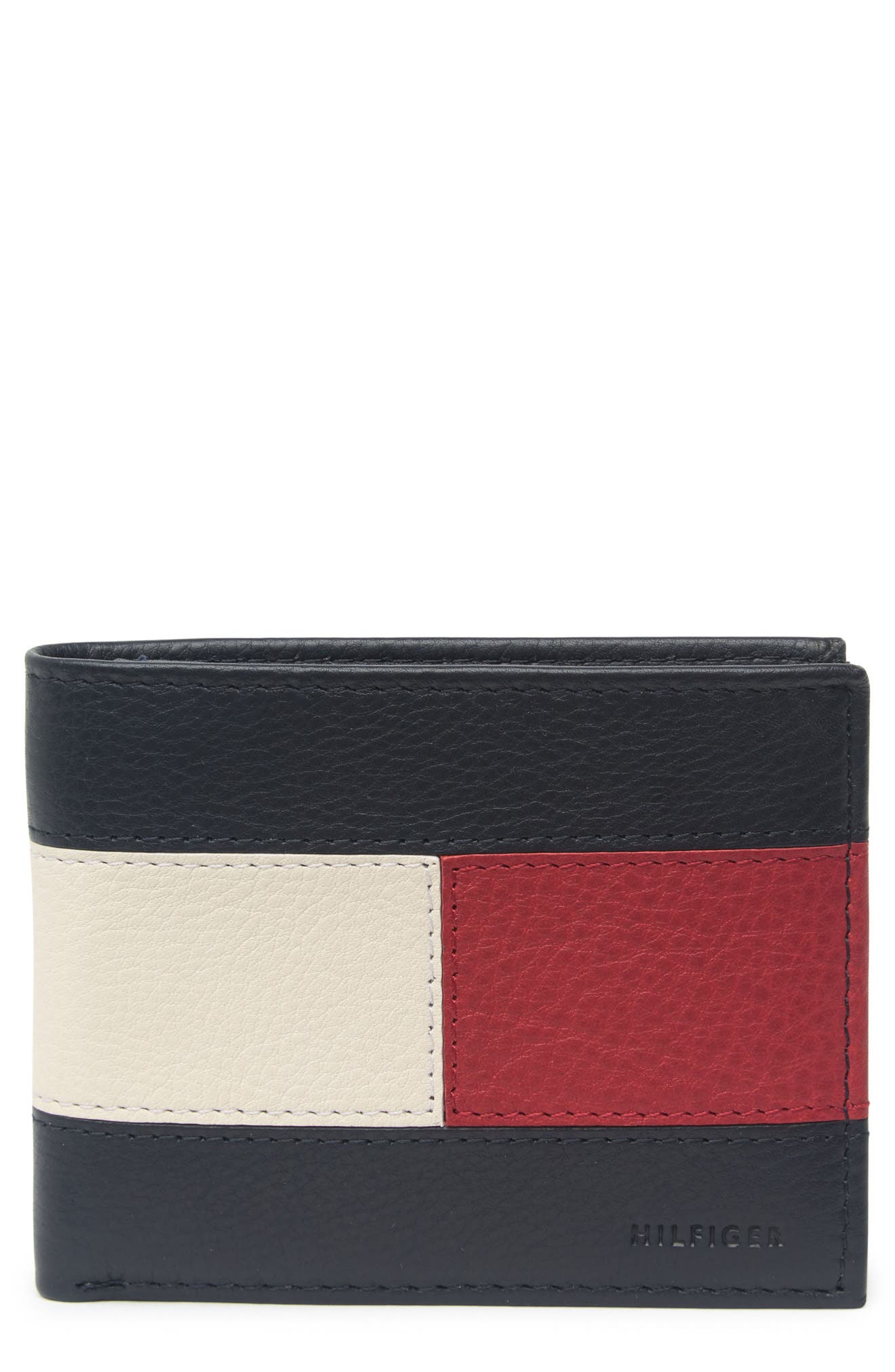 Tommy Hilfiger Americana Men's Passcase Wallet Red Navy Leather