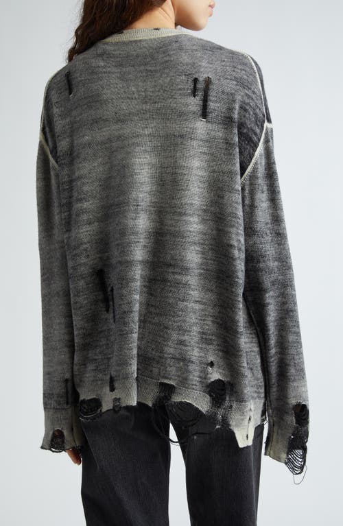 Shop R13 Destroyed Oversize Merino Wool Cardigan In Distressed Black