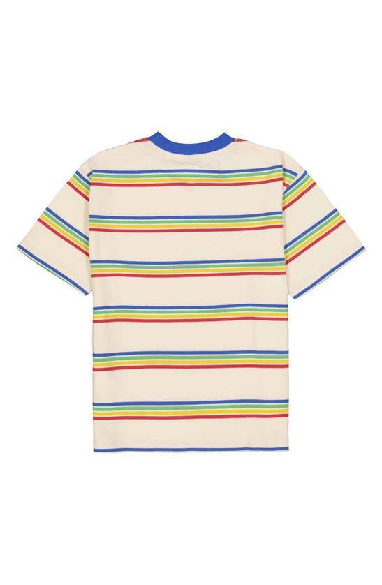 Shop The New Kids' Jamal Stripe Organic Cotton T-shirt In White Swan