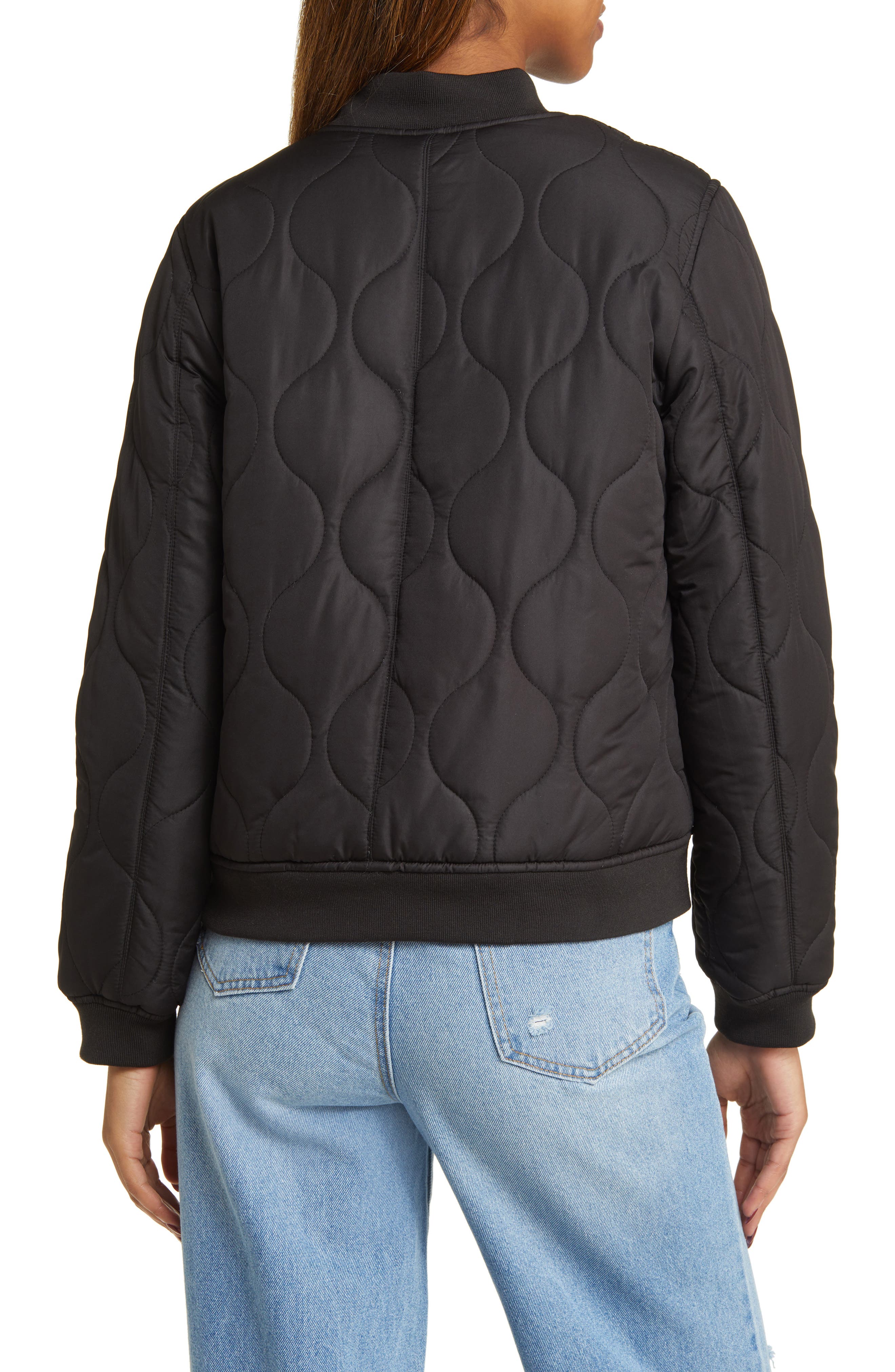 Thread & Supply Onion Quilted Bomber Jacket in Black