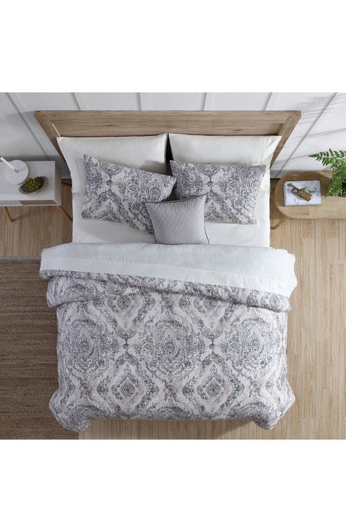 Shop Modern Threads Marissa Damask Print Microfiber 8-piece Comforter Set In White/grey