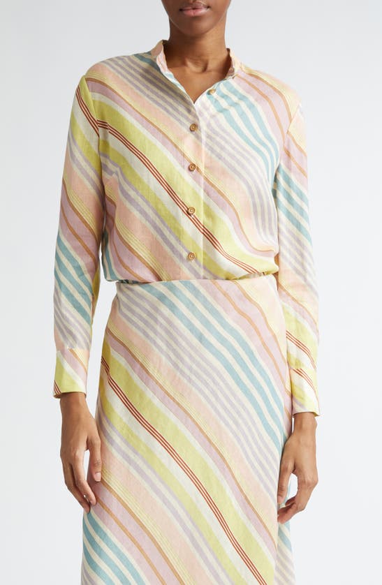 Zimmermann Halliday Slim Fit Stripe Linen Button-up Shirt In Multi