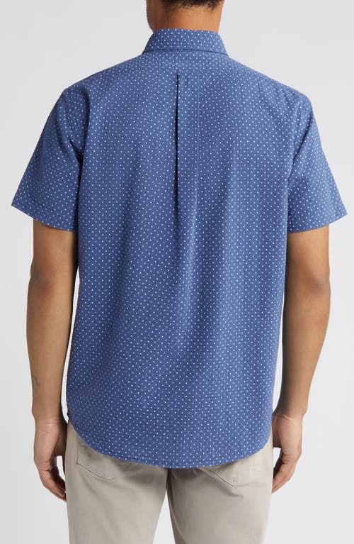 Shop Brooks Brothers Sport Fit Polka Dot Short Sleeve Cotton Shirt In Navydot