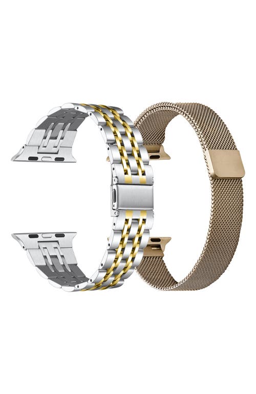 Shop The Posh Tech Assorted 2-pack 42mm Apple Watch® Watchbands In Silver/gold