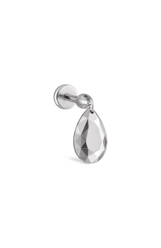 Maria Tash Faceted Pear Single Threaded Stud Earring In Metallic