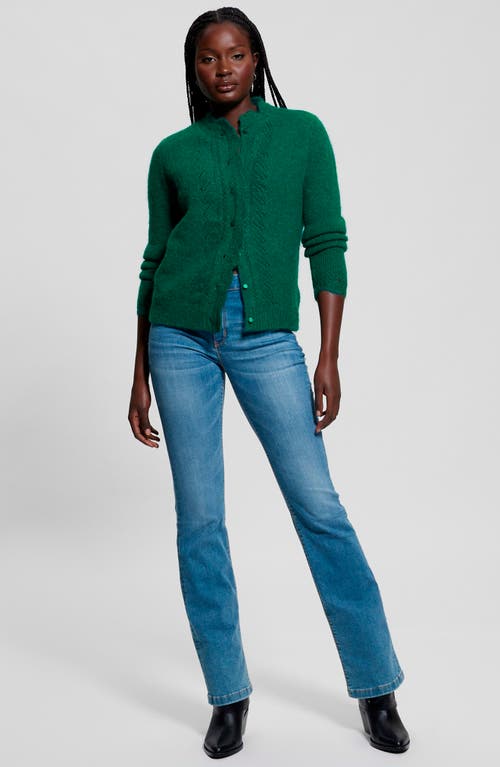 Guess Macie Pointelle Detail Cardigan In Adventurous Green