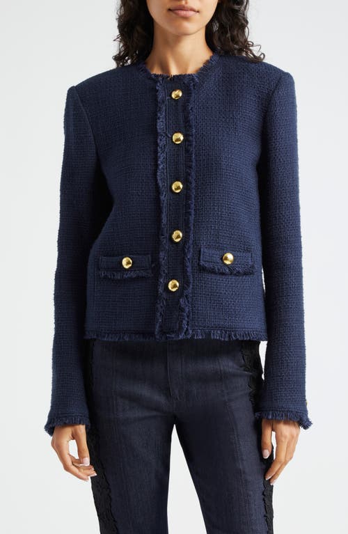 Shop Cinq À Sept Christie Tweed Jacket In Navy