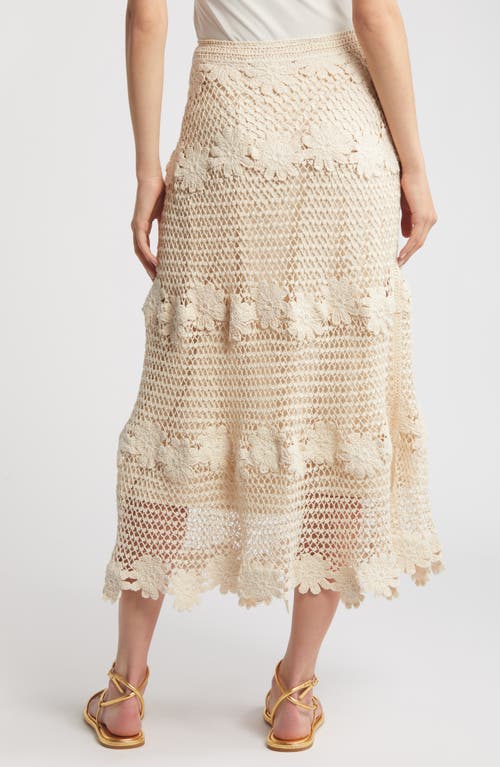 Shop Kobi Halperin Presley Floral Crochet Cotton Midi Skirt In Natural