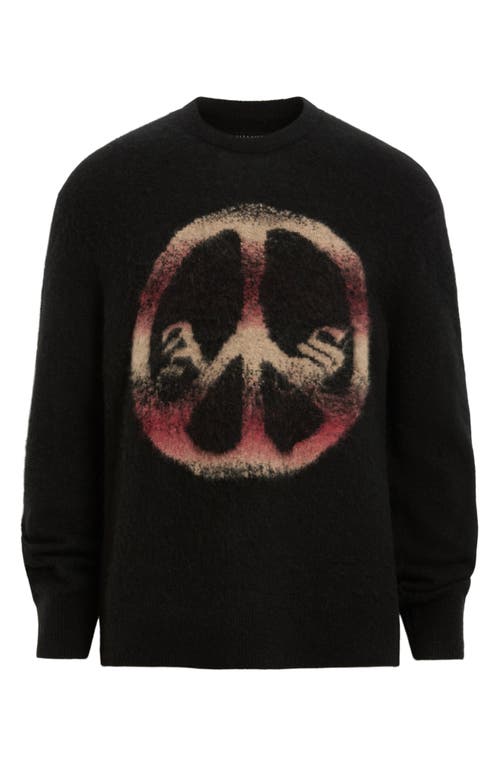 Shop Allsaints Peace Wool & Alpaca Blend Crewneck Sweater In Black