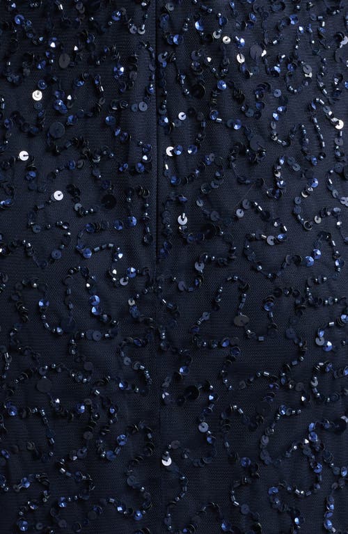 Pisarro Nights Beaded Sequin Gown With Bolero In Navy