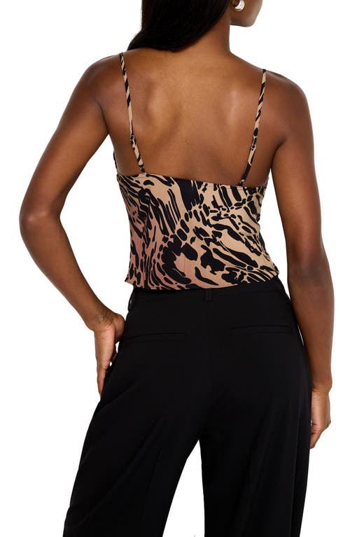 Shop Good American Cowl Neck Bias Cut Chiffon Camisole In Warped Leopard004