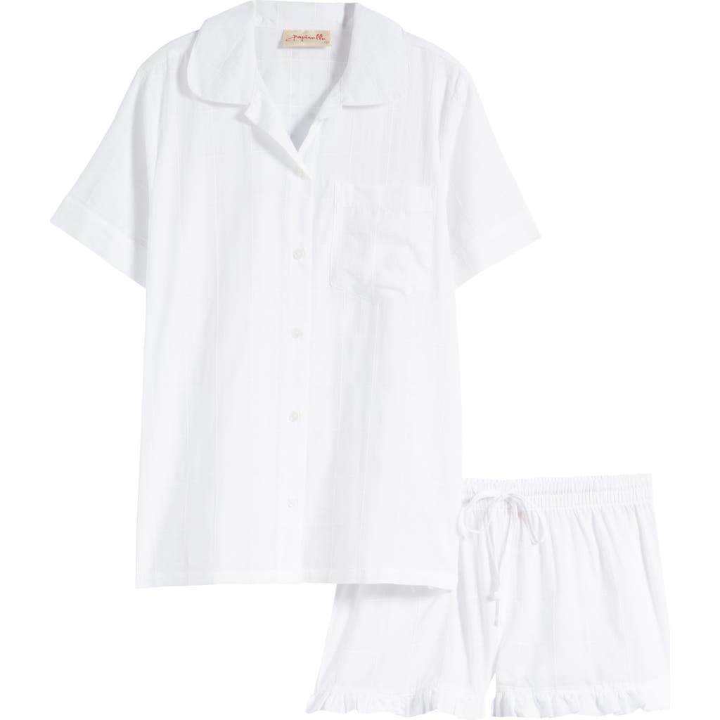 Papinelle Ivy Frill Cotton Short Pajamas In White