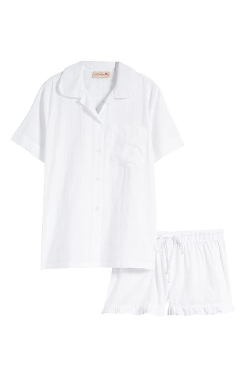 Shop Papinelle Ivy Frill Cotton Short Pajamas In White