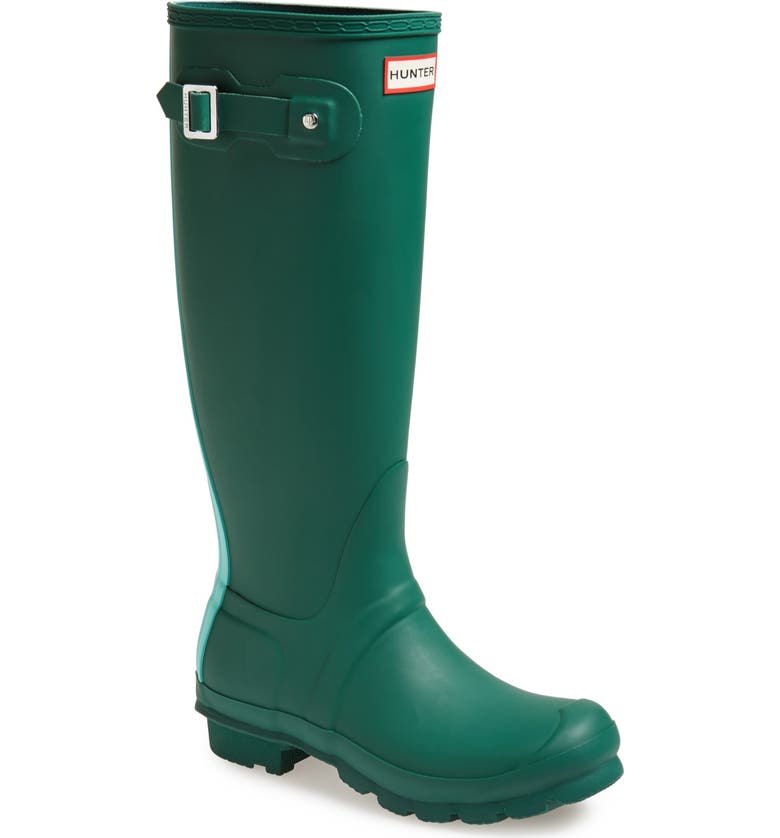 HUNTER 'Original Stripe' Waterproof Rubber Boot, Main, color, DARK MALACHITE/ GREEN