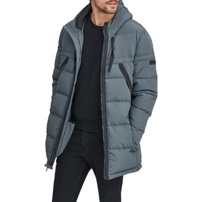 Marc New York Holden Water Resistant Down & Feather Fill Quilted Coat, Grey