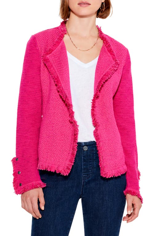 NIC+ZOE Fringe Trim Tweed Jacket in Charged Pink