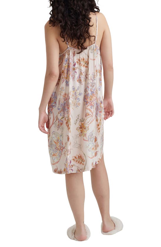 Shop Papinelle Coco Floral Strappy Sateen Nightgown In Cream