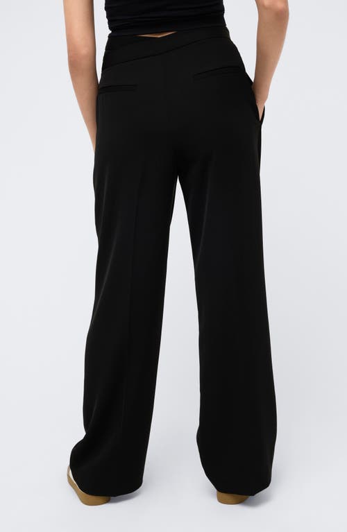 Kenneth Cole Crisscross Waist Wide Leg Pants In Black