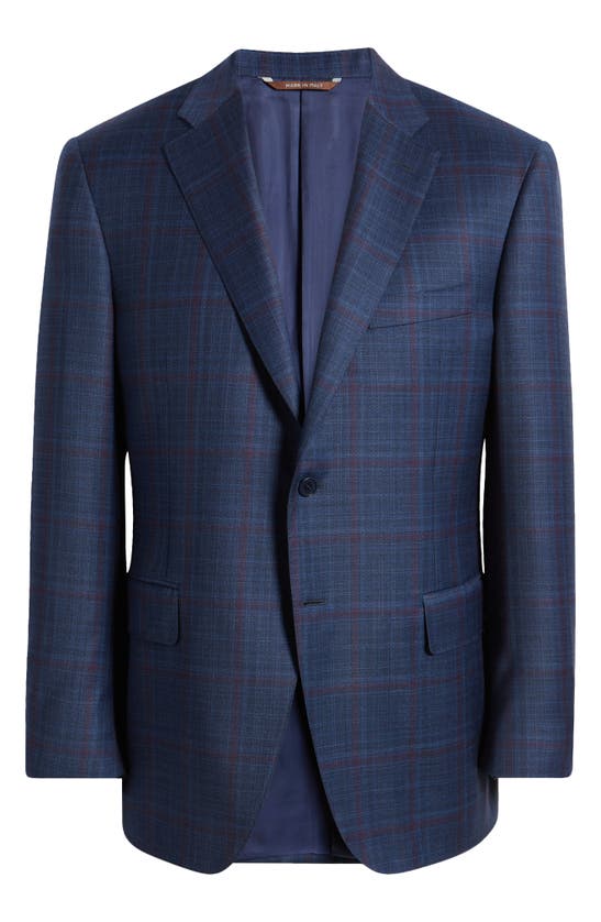Shop Canali Siena Regular Fit Plaid Wool Sport Coat In Blue