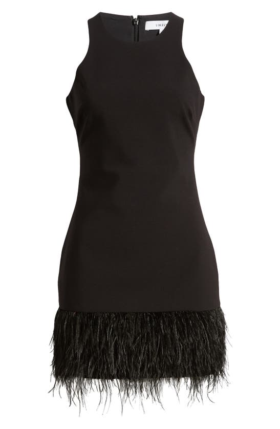 Shop Likely Cami Feather Hem Sheath Dress In Black