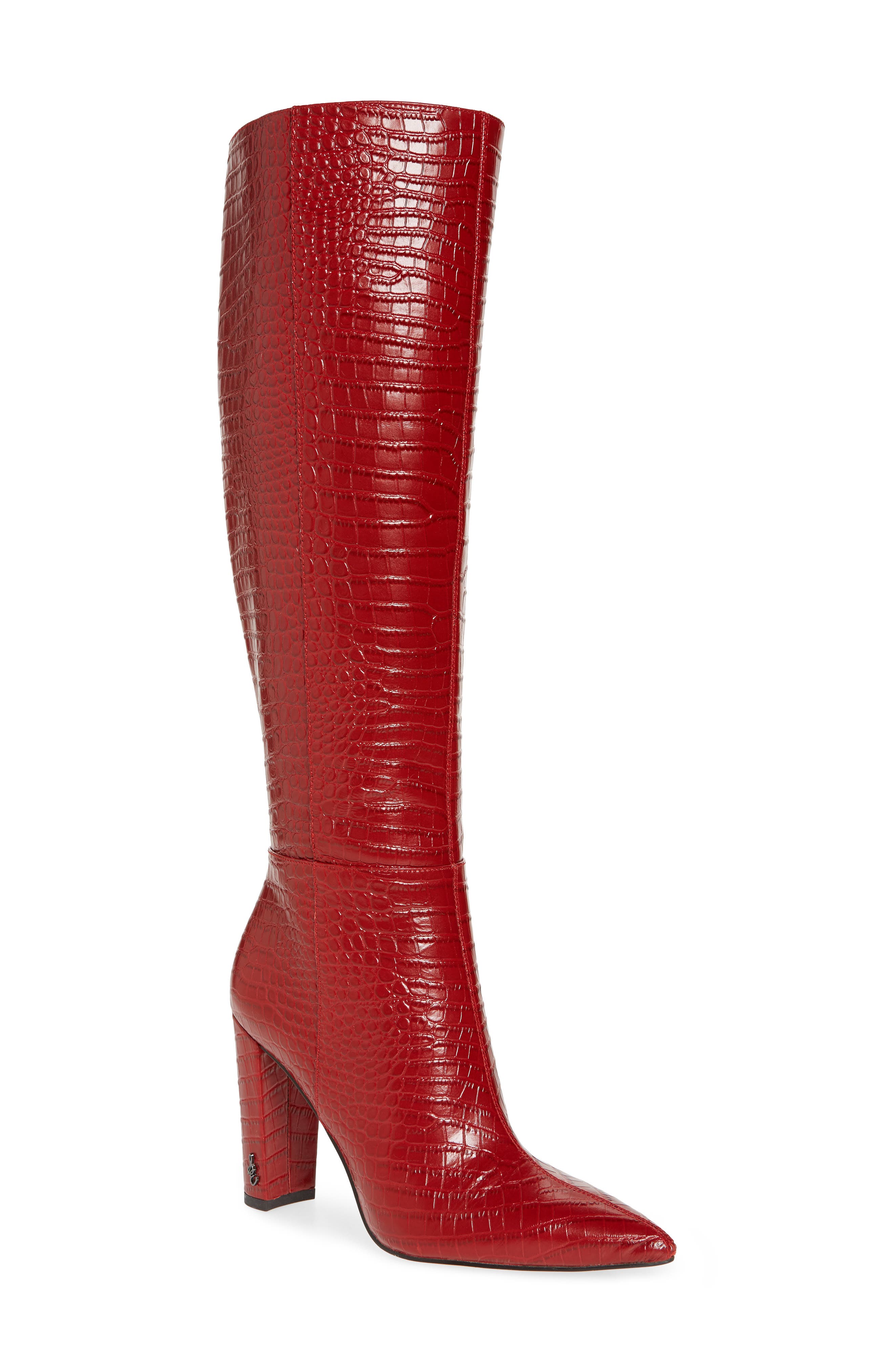 red knee high heels