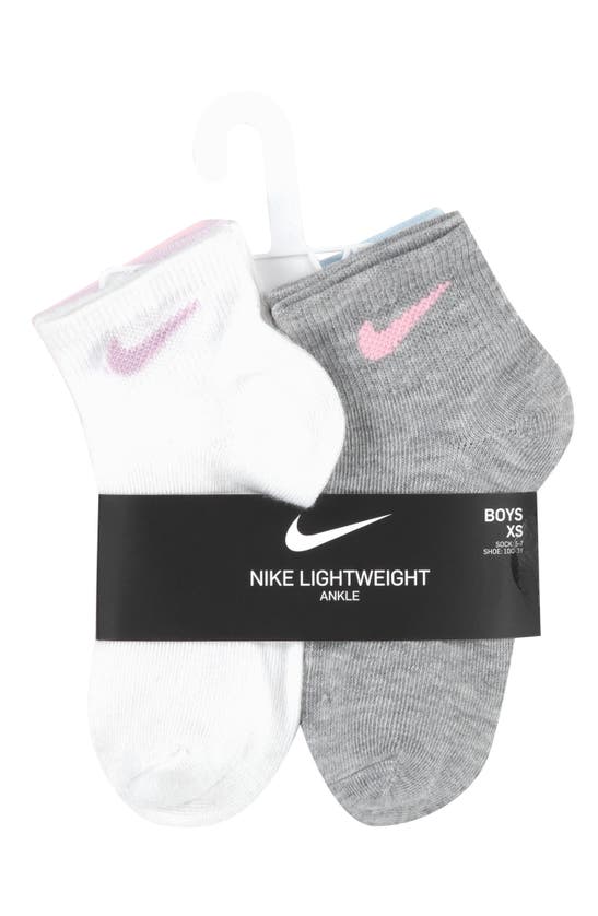 Shop Nike Kids' Metallic 6-pack Swoosh Quarter Socks In Doll