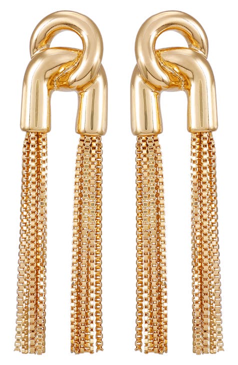 Chain Tassel U-Drop Earrings