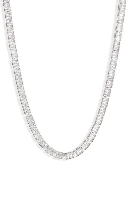 Nordstrom Baguette Cubic Zirconia Tennis Necklace in Clear- Silver at Nordstrom